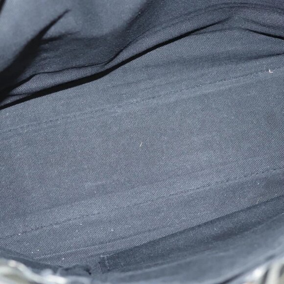 Burberrys Nova Check Blue Label Hand Bag Nylon Khaki Silver Auth hs1707 - Picture 13 of 16